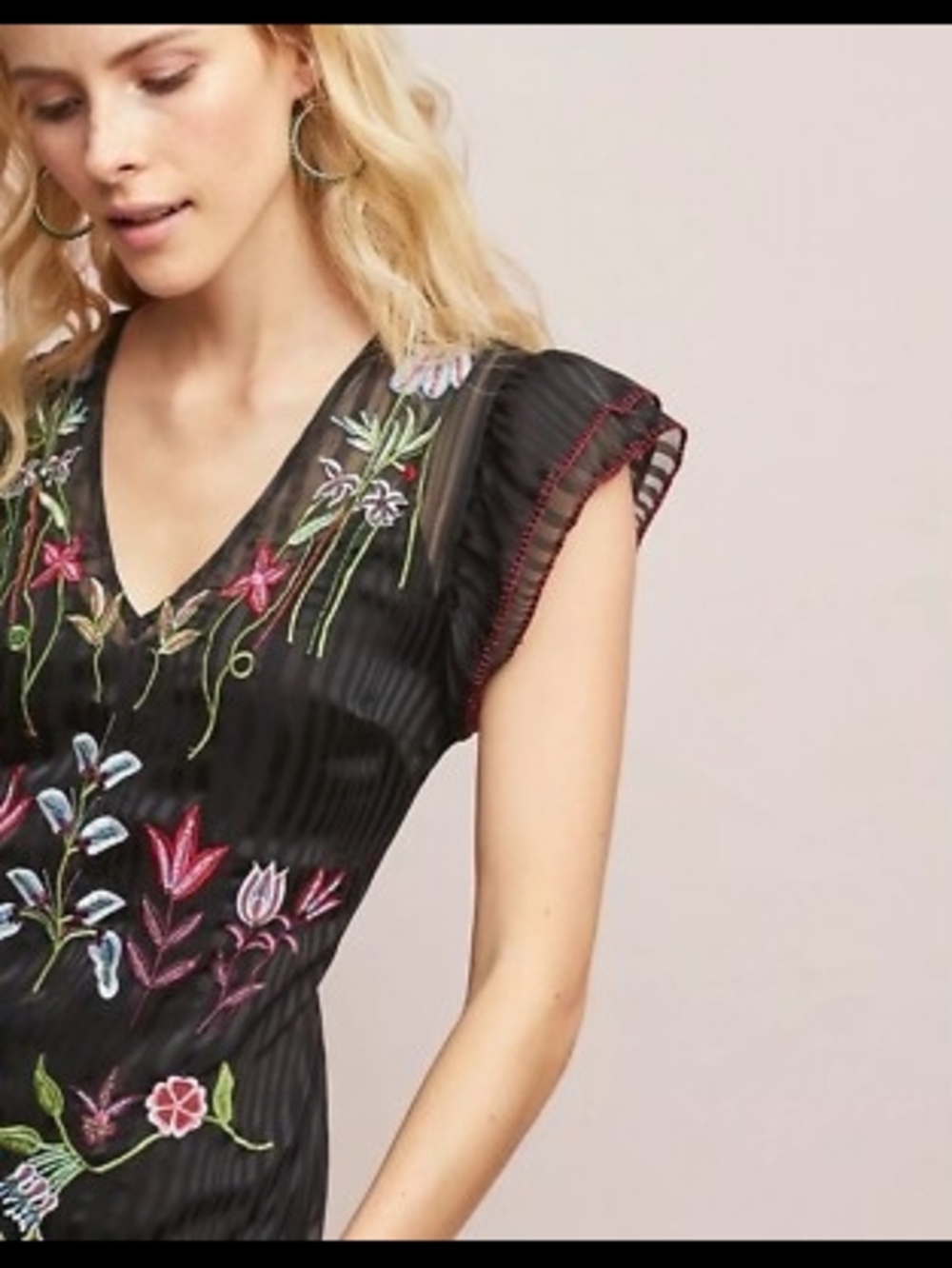 Anthropologie "Not So Serious" Corsica Beaded Embroidered Floral Maxi Dress - Picture 3 of 15